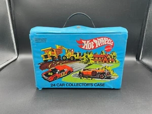Vintage Hot Wheels 24 Car Collector's Case Blue 1980 Blackwalls Torn Dirty Shape - Picture 1 of 9