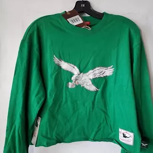 Philadelphia Eagles Shirt Women Medium Long Sleeve Crop Glitter Mitchell & Ness  - Picture 1 of 13