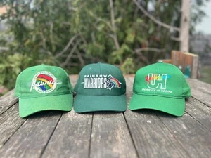 Vintage University Of Hawaii Rainbow Warriors Snapback Lot Of 3 Hats - Picture 1 of 12