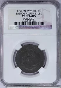 1794 New York One Cent 1 c Talbot Allum & Lee NGC VF Details - Picture 1 of 2