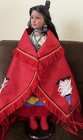 Vintage LE Traditional Native American Indian Porcelain Doll, 26 in, w/stand