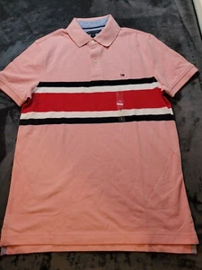 New Men's Tommy Hilfiger Custom Fit Cotton Blend Mesh Knit Pink Polo Shirt - Picture 1 of 12