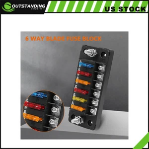 Universal Blade Fuse Box Holder Block 6 Way 12V 100A W/Negative For Car Marine - Picture 1 of 8