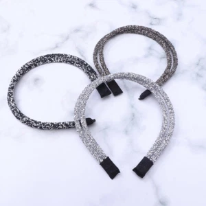 3pz Fasce Doppia Fila Strass Copricapo Capelli Semplici Retrò per Donna Ragazza - Foto 1 di 11