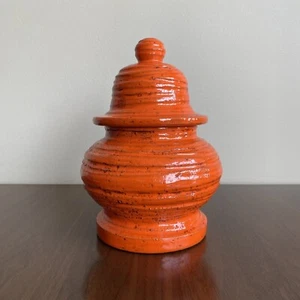 Bitossi Italy Orange Apothecary Lidded Urn Pottery Vase Rosenthal Aldo Londi - Picture 1 of 7