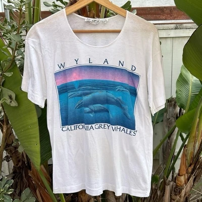 Camiseta De Colección Años 90 Wyland California Ballenas Grises Mujer’s XL Hombre’s S Distressed Foto 1 de 4