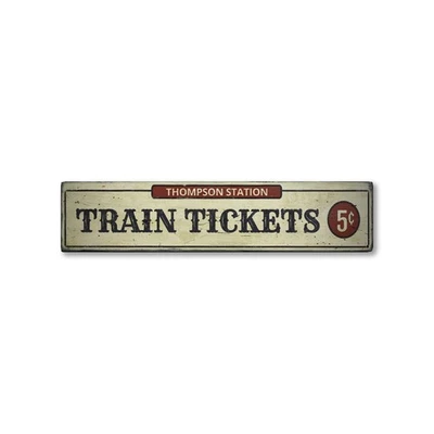 Train Tickets, Presonalized Family Name - Rustic Distressed Wood Sign - Image 1 of 2