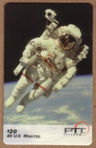 20 $. NASA Space Walk: Nahaufnahme Foto von Astronaut im Raumanzug Telefonkarte - Bild 1 von 1