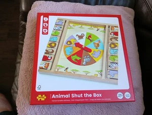 Animal Shut the Box Wooden Traditional Childrens Game - Very Good Used Condition - Picture 1 of 6