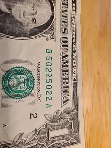 50225022. $1 FRN Fancy Repeater Seriennummer. - Bild 1 von 3