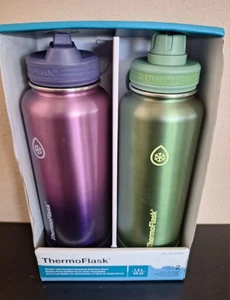 THERMOFLASCHE DOPPELWANDIG VAKUUMISOLIERT EDELSTAHL 40 OZ SET BOX BESCHÄDIGT - Bild 1 von 5