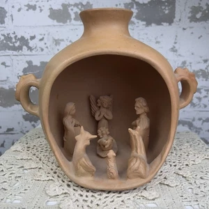 Belén recipiente de terracota de colección hecho a mano arcilla decoración navideña del suroeste - Imagen 1 de 14