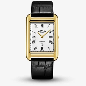 Rotary Mens Cambridge Gold Plated Rectangular Watch GS05283/01 - Picture 1 of 6