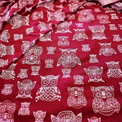 Knit Owl  Jersey Knit Print Rayon Bird Novelty Print By The Yard - Image 1 of 2