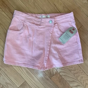 New - Levi’s Girls Pink Denim Cotton Skort Summer Beach Shorts Skirt - Girls 14 - Picture 1 of 17