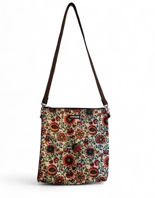 Bandolera Longaberger Floral Paisley Patrón Con Correa De Cuero  Foto 1 de 4