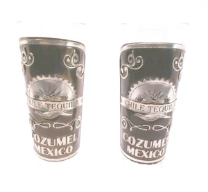 Par de vasos de doble chupito Chile Tequila Cozumel México - Imagen 1 de 2