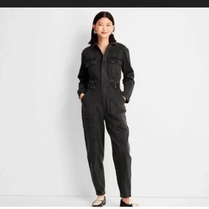 NUEVO CON ETIQUETAS Universal Thread Denim Mono Talla 14 Negro Lavado Denim Mono Una Pieza - Imagen 1 de 21