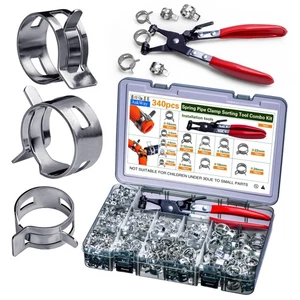 340pcs Spring Pipe Clamps, With Spring Pipe Clamp Tools, 12 Sizes 6-22mm Spri... - Imagen 1 de 6