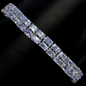 Bracciale Argento Sterling 925 Tanzanite Ovale 5x3mm Gemma Naturale Gioielli 7,5in - Foto 1 di 14
