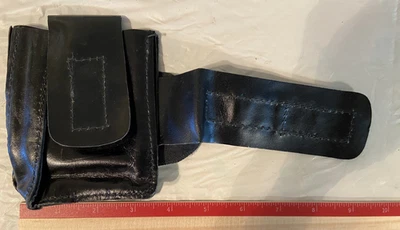 PARCHE CINTURÓN MUNICIÓN PISTOLA CUERO NEGRO VINTAGE CON CORREA Foto 1 de 4