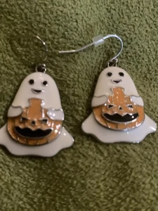Halloween Geister halten Jack O Laterne Ohrringe - Bild 1 von 1