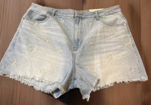 American Eagle Mom Shorts 18 Damen Blumen Gänseblümchen bestickt Komfort Stretch (E3) - Bild 1 von 12