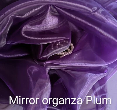 Mirror Organza Plum 59", by the yard. Shinny sheer organza. Swatches available. - Image 1 of 4