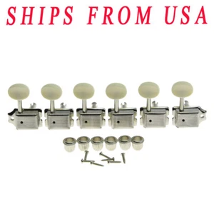 KAISH 6 Inline Strat/Tele Nickel w/Aged White Vintage Guitar Tuners Tuning Keys - Picture 1 of 5
