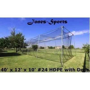 Jones-Sports 10' x 12' x 40' Batting Cage Net #24 Twine HDPE 42-Ply with Door - Picture 1 of 6