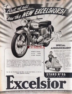 Impresión de moto EXCELSIOR 250cc 'Modelo deportivo' 1955 - Anuncio original M/ciclo - Imagen 1 de 2