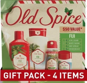 Old Spice Holiday 4 Gift Pack for Men Fiji Scent Shampoo, Body Wash, Deodorant + - Picture 1 of 13
