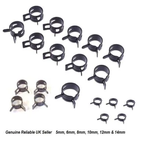 Fuel Line Hose Tubing Spring Clip Pipe Air Tube Clamps packs of 1,3,5 and 10 - Picture 1 of 8