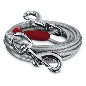 Haustier Hund Welpe Tie Out Kabel Leine Haken Clip Leine Halsband Verlängerung Metall Stahl - Bild 1 von 12