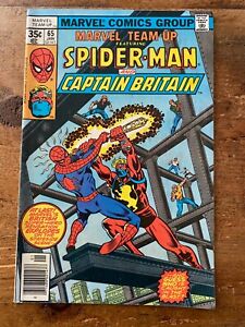 Marvel Team-Up #65 Marvel Comics 1st App of Captain Britain Newsstand 1978 Y