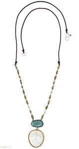 Silpada 925 Sterling Silver Pearl Crystal Glass Brass Oyster Bay Necklace N2455 - Picture 1 of 12