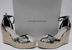 Marc Fisher Teelan 2 Size US 7 M Womens Espadrille Wedge Ankle Strap Pumps Snake - Picture 1 of 9