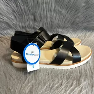Time And Tru Sandals Women Size 9 Open Toe Strappy Shoes Lightweight Comfortable - Picture 1 of 8