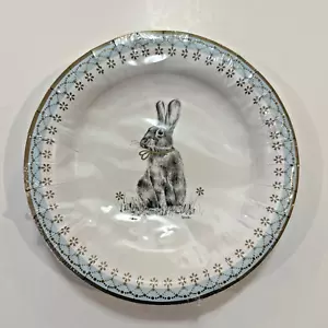 NIP Spode Floral Bunny Coated Lunch Dessert Plates 8" Paper Meadow Lane Easter - Picture 1 of 6