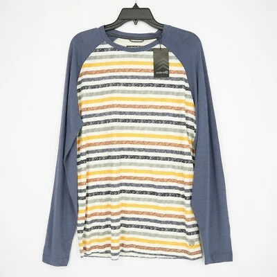 Camisa de manga larga Solaris para hombre M azul blanco amarillo naranja gris a rayas nueva con etiquetas Foto 1 de 4