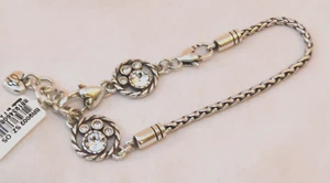 New Brighton Halo Slide Add Charm Or Beads Silver & Crystal Bracelet - Picture 1 of 3