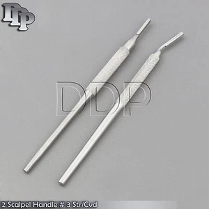 2 O.R GRADE ROUND SPECIAL PATTERN SCALPEL HANDLE #3 STRAIGHT + CURVED - Picture 1 of 3