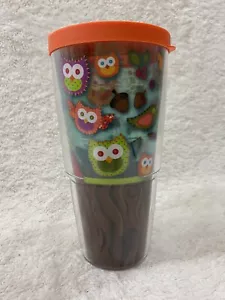 Bicchiere Tervis 24 oz grandi gufi uccelli fiori ghiande alberi coperchio arancione - Foto 1 di 11