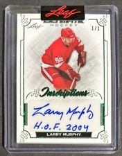 2022-23 Leaf Ultimate Larry Murphy Auto #'d 1/1 Emerald Inscriptions HOF 2004