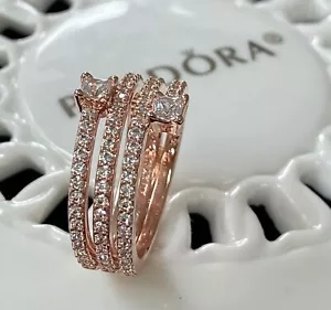 Authentic Pandora ROSE Triple Spiral Ring #180051C01 - Picture 1 of 6