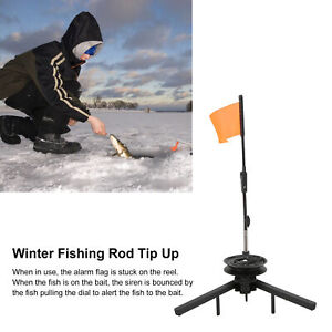 Ice Fishing Tip Up with Reel Triangle Base Foldable Winter Fishing Rod Flag