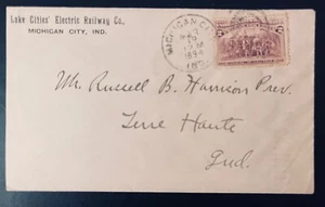Indiana Michigan City 1894 2c Col Lake Cities Electric Railway Co Ind - Picture 1 of 2