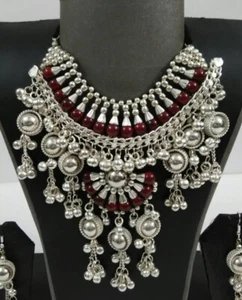 Handmade Silver Tassel Metal Necklace Belly Dance Tribal Dancewear Jewelry Boho  - Picture 1 of 5