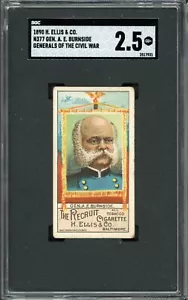 1890 N377 ELLIS & Co Card GENERALS of the Civil War A. E. Burnside (SGC 2.5 GD+) - Picture 1 of 2