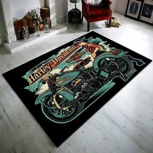 Harley Rug, Biker Rug, Biker Gift, Motorcycle Area Rug,Home Decor Rug,Legend Rug - Picture 1 of 11